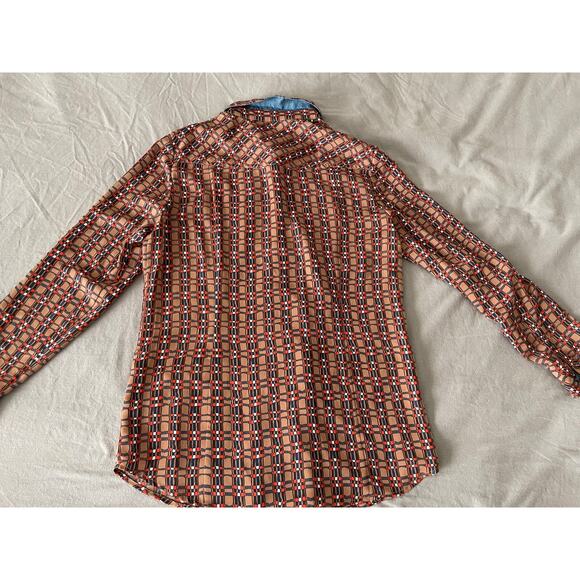 Crocodile Ladies Button Up Blouse MOD abstract pattern - Picture 5 of 9